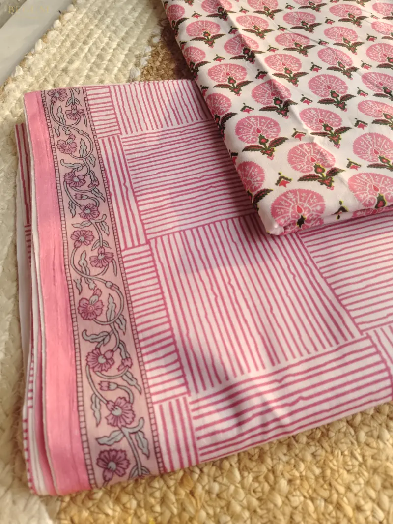 Premium Fine Cotton Three Piece (Pink)