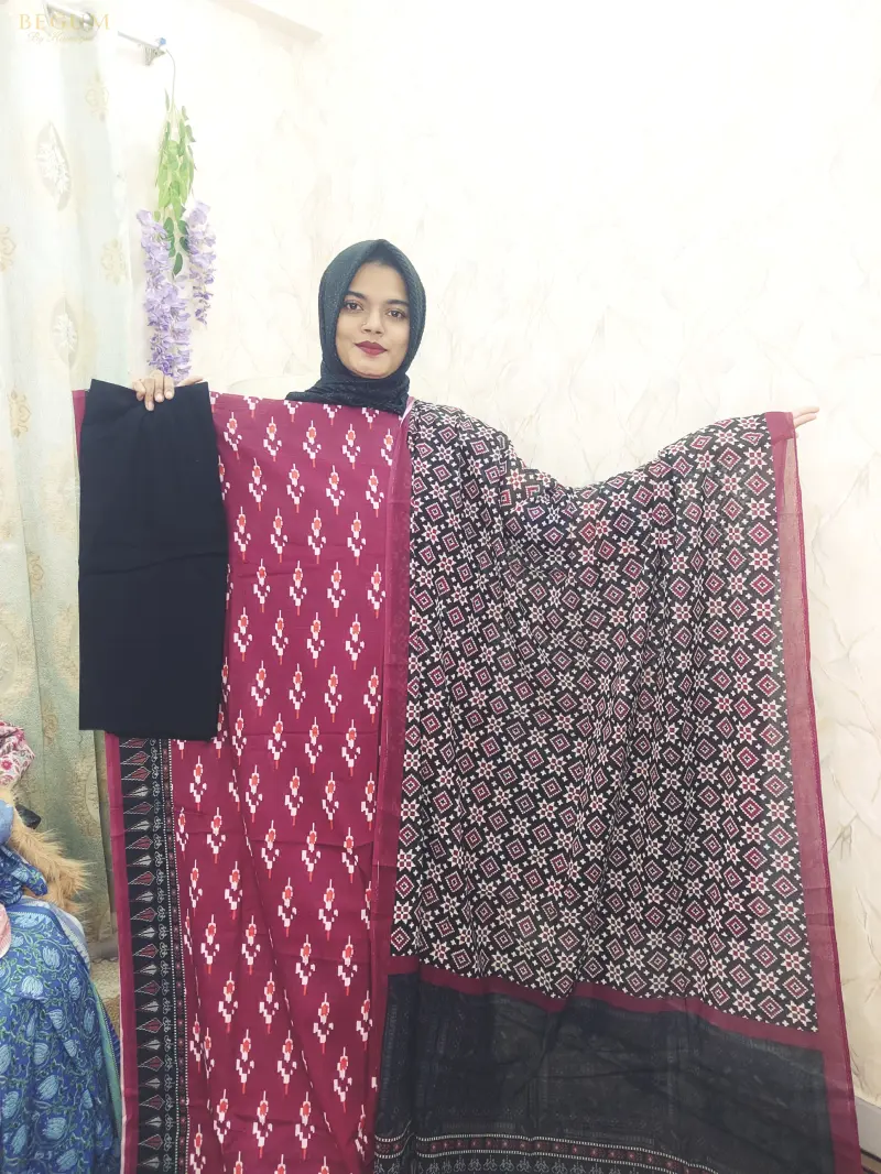 Premium Fine Cotton Three Piece (Red & Black)