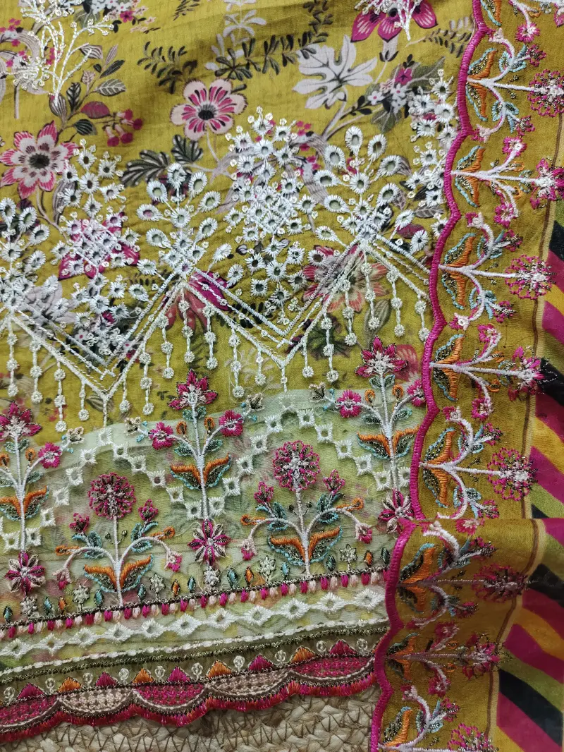 Bin Sayeed Inspired Premium Cotton 3 Piece (red & yellow)