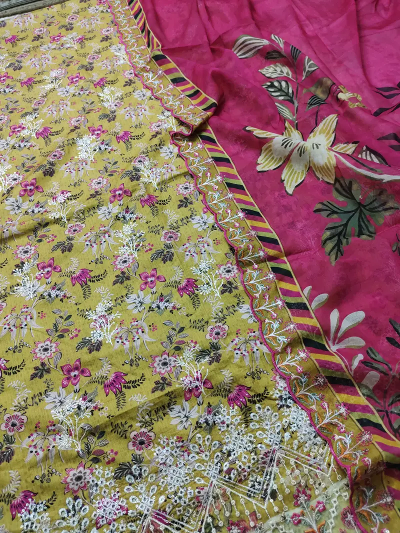 Bin Sayeed Inspired Premium Cotton 3 Piece (red & yellow)