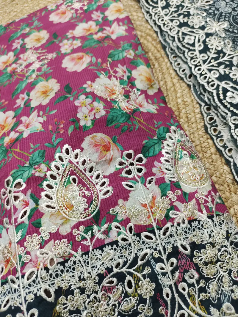 Bin Sayeed Inspired Premium Cotton 3 Piece (White Rose)