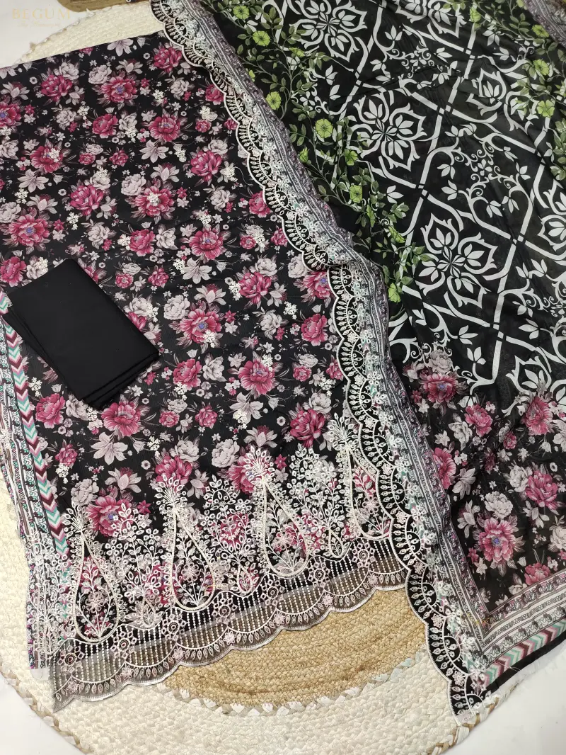 Bin Sayeed Inspired Premium Cotton 3 Piece (Black)