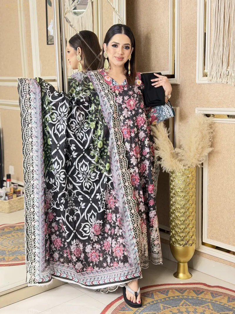 Bin Sayeed Inspired Premium Cotton 3 Piece (Black)